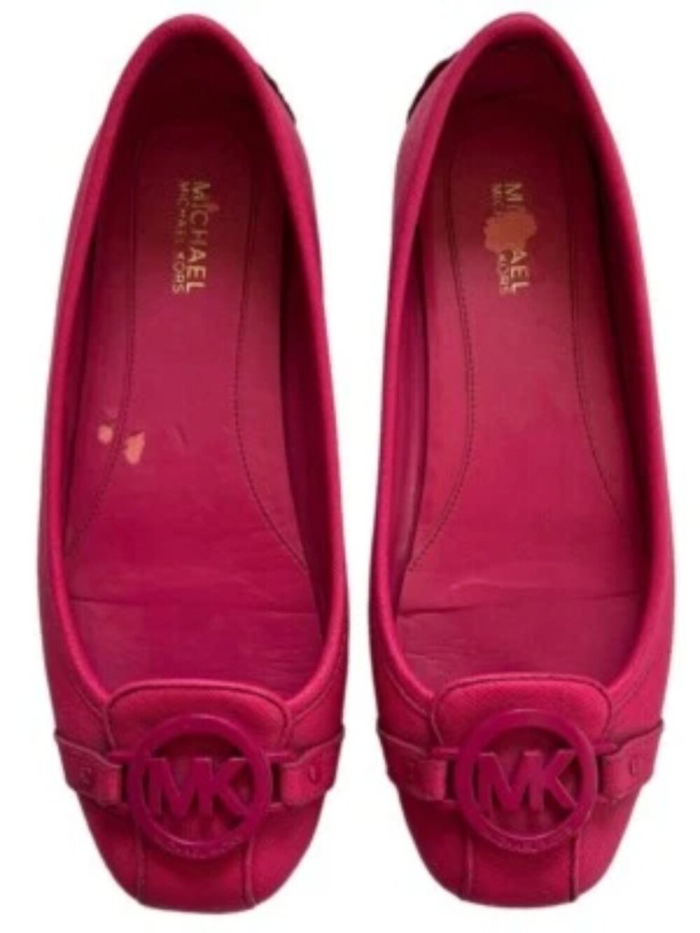 Women’s Michael Kors Fulton Faux Saffiano Leather Magenta Pink Moccasin Size 6